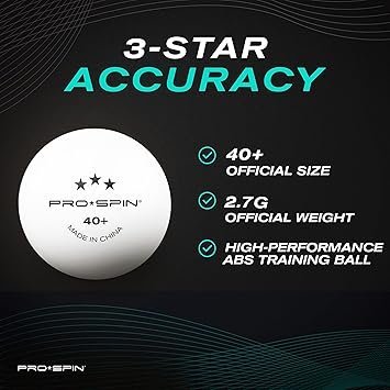 812V0Jf7SAL._AC_SY355_.jpg PRO SPIN Ping Pong Balls 3Star Premium White Table Tennis Balls HighPerformance 40+ ABS Professional Quality Ultimate Durability
